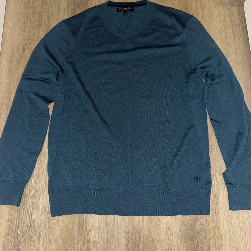 Banana Republic Men's Teal Crewneck Sweater